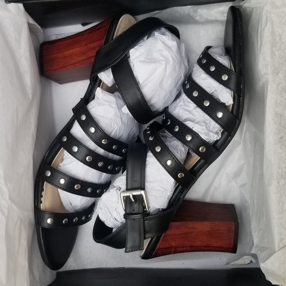 Torrid Studded Cage Front Wooden Bottom Heels